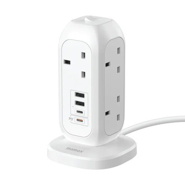 Momax OnePlug 7-Outlet Power Strip with USB - White