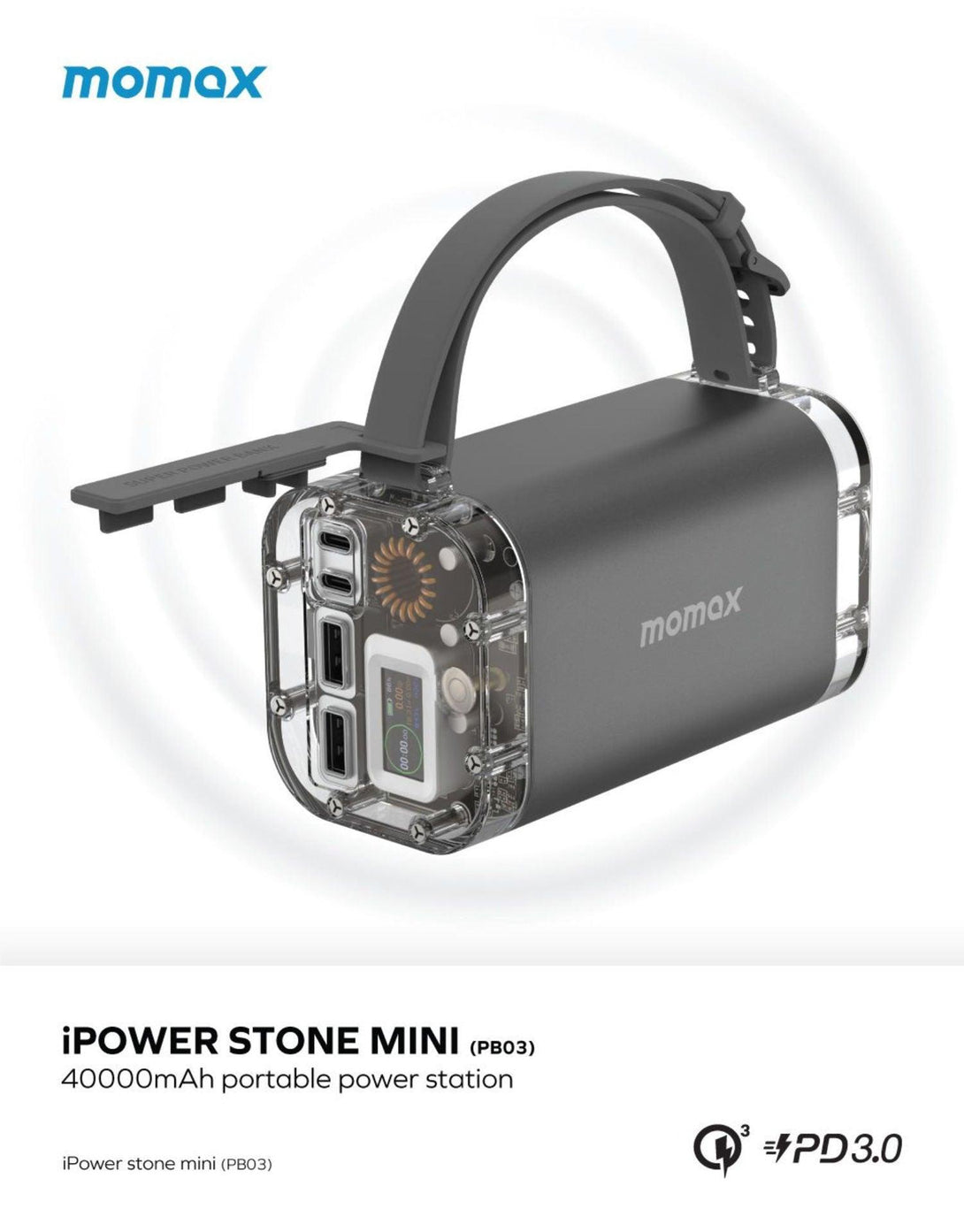 Momax iPowerstone Mini 100W Portable power station - Grey - Tech Goods