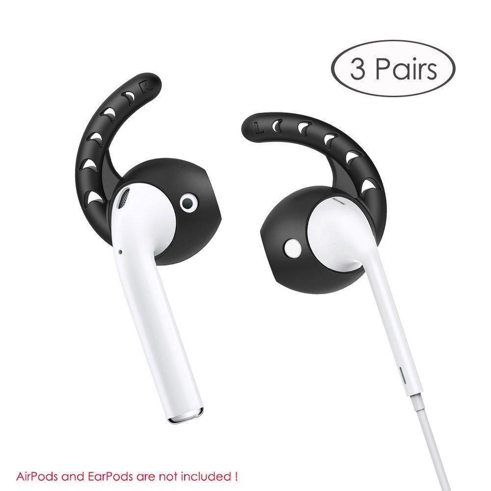 AhaStyle AirPods Ear Hooks Cover for Apple AirPods and EarPods (3 Pairs) - Black - Tech Goods