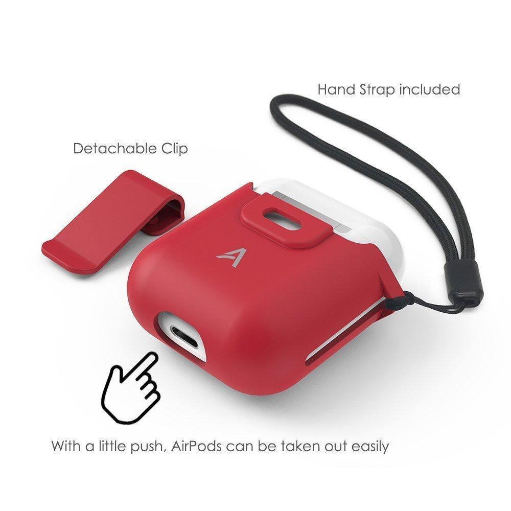AhaStyle Detachable Belt Clip Hardshell Protective Case for Apple AirPods - Red - Tech Goods