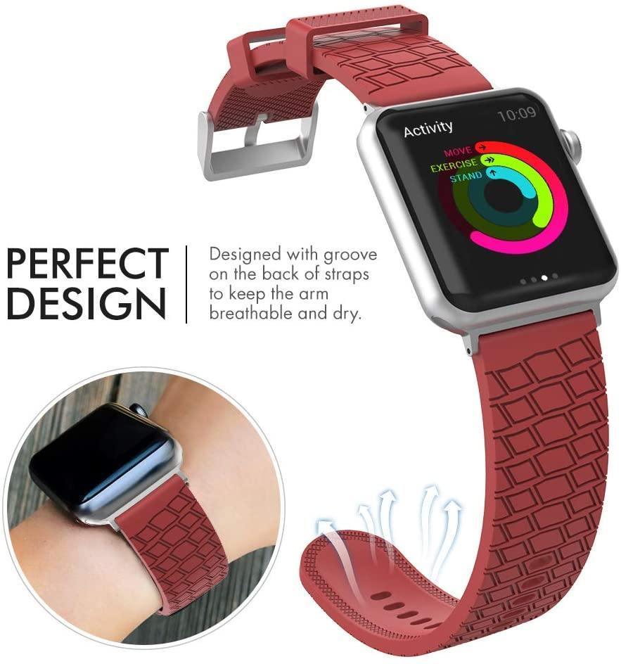 AhaStyle Premium Silicone Apple Watch Band Tire 42/44mm - Red - Tech Goods