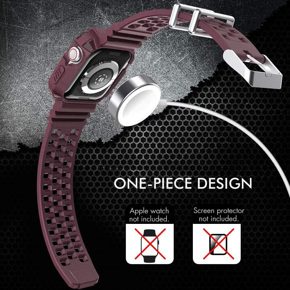 AhaStyle Strap with Bumper Case for Apple Watch 42mm/44mm - Burgundy - Tech Goods