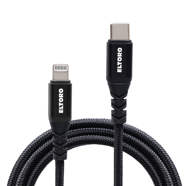 Eltoro Kevlar Cable USB-C to Lightning 1M with Nylon PP Yarn Jacket - Black - Tech Goods