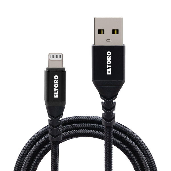 Eltoro Kevlar USB-A to Lightning Cable 1M with Nylon PP Yarn Jacket - Black - Tech Goods
