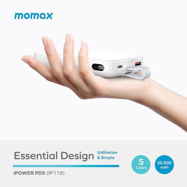 Momax iPower PD 5 20000mAh Battery Pack - White - Tech Goods