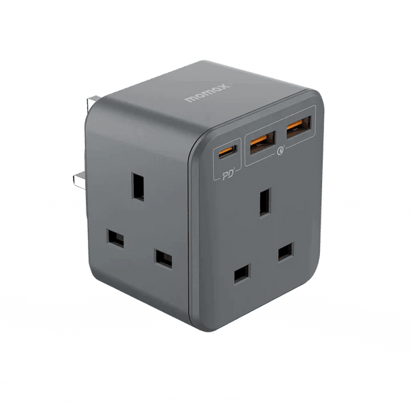 Momax One Plug 3-Outlet Cube Extension Socket - Gray - Tech Goods