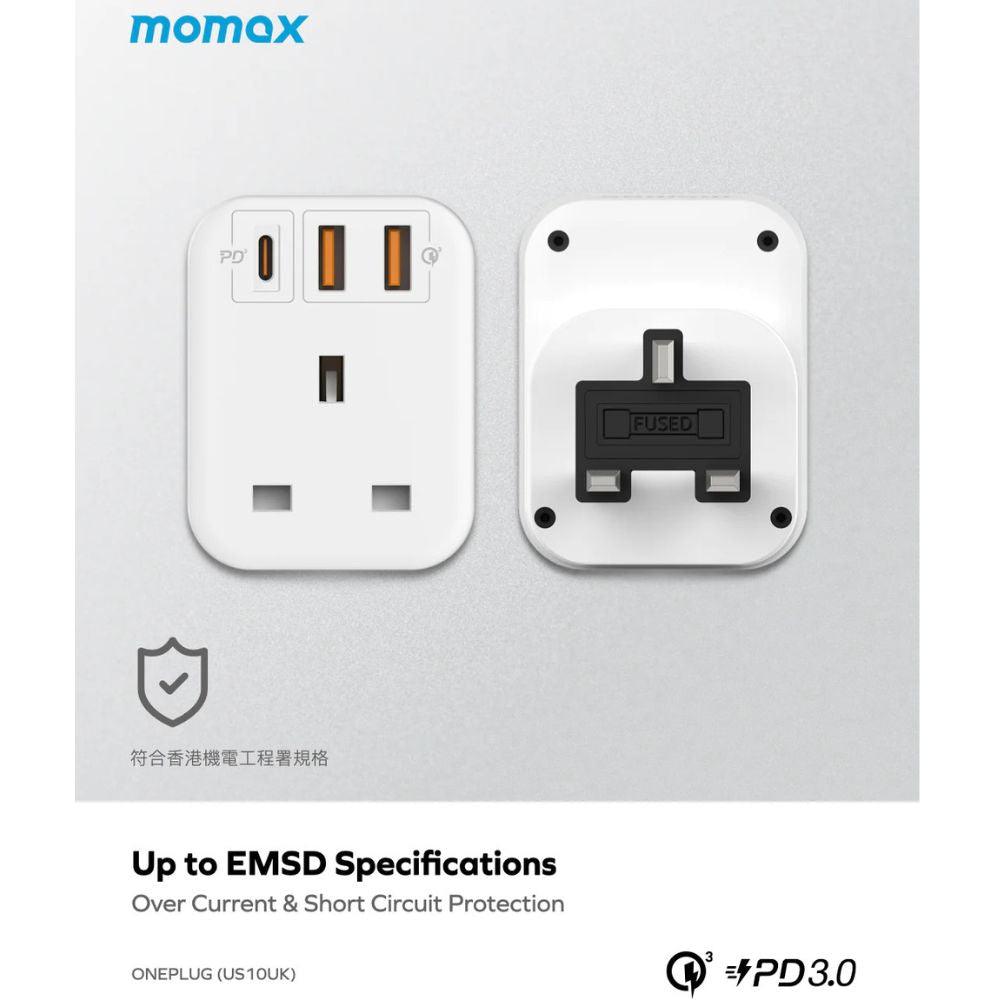 Momax ONEPLUG 1-Outlet Extension Socket With USB - White - Tech Goods