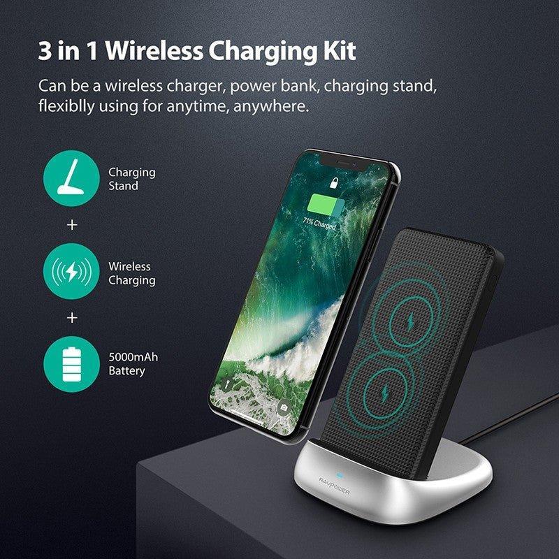 RAVPower 3 in 1 5000mAh Wireless Charging Kit - Tech Goods