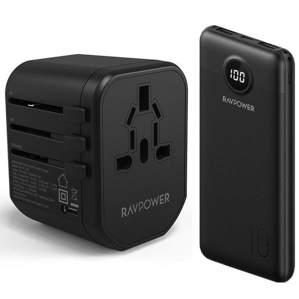 RAVPower Pioneer PD 20W 3-Port Travel Charger + Ravpower PD Pioneer 10000mAh 20W 3-Port Power Bank & Type-C Cable - Tech Goods