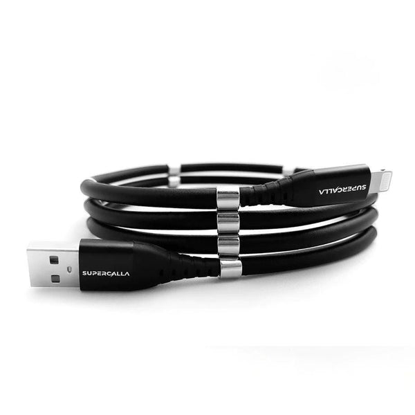SuperCalla Magnetic USB-A to Lightning Cable 1M - Black - Tech Goods