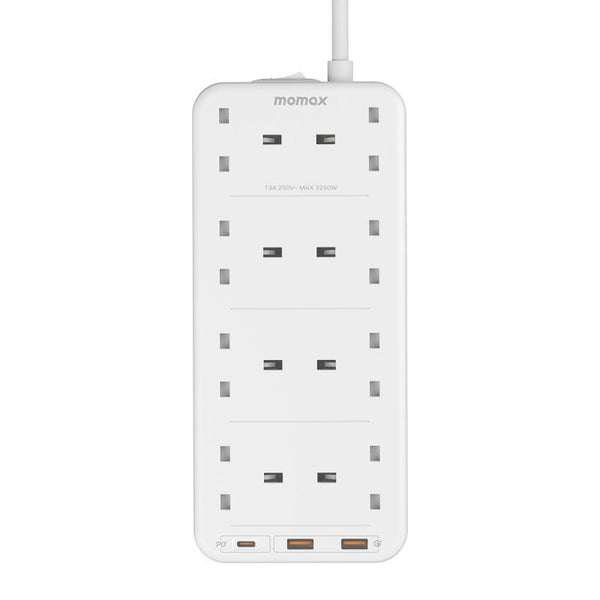 Momax OnePlug PD 20W 2A1C 8 Outlet Strip - White