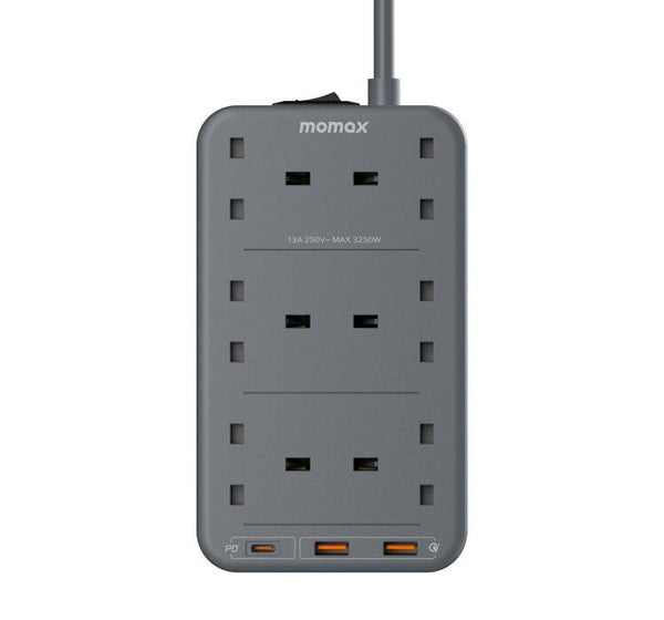 Momax One Plug PD 20W 6-Outlet Power Strip - Grey