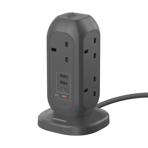 Momax OnePlug 7-Outlet Power Strip with USB - Space Gray