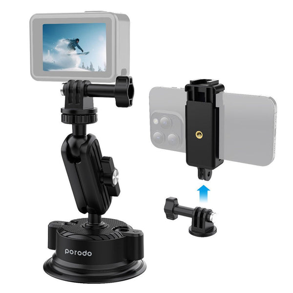 Porodo Phone & Camera Mount Indoor & Outdoor USE - Black