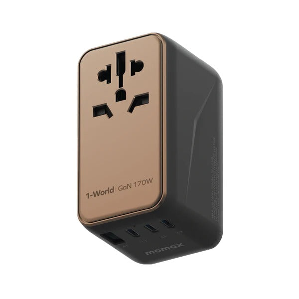 Momax 1-World 170W 4-Port Travel Adaptor - Desert Titanium