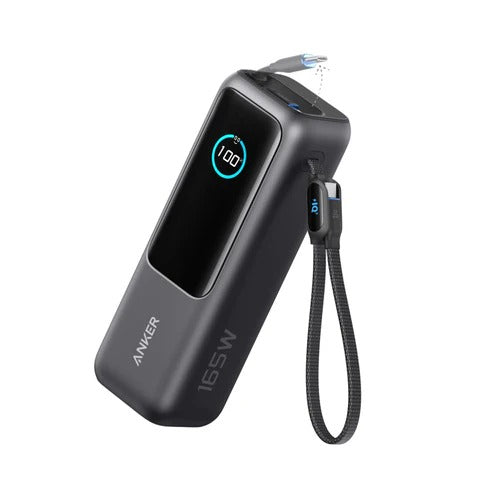 Anker Power Bank 25K 165W with Built-In and Retractable Cables - Black