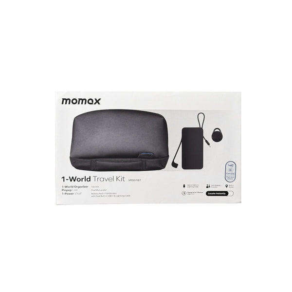 Momax Bundle Set (Hand Pouche + Momax PinTag + Power Bank 10000 mAh with Dual Built-in USB-C / Lightning Cable)