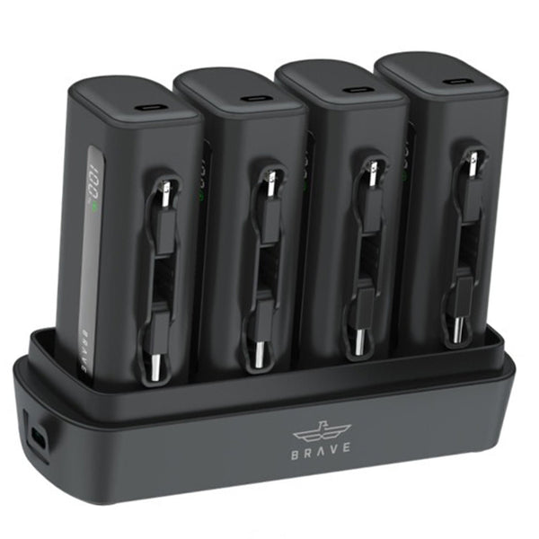 Brave 4-in-1 5000mAh Power Bank Station | 22.5W USB-C Fast Charger | Type-C & Lightning | for iPhone, Samsung & More – Black