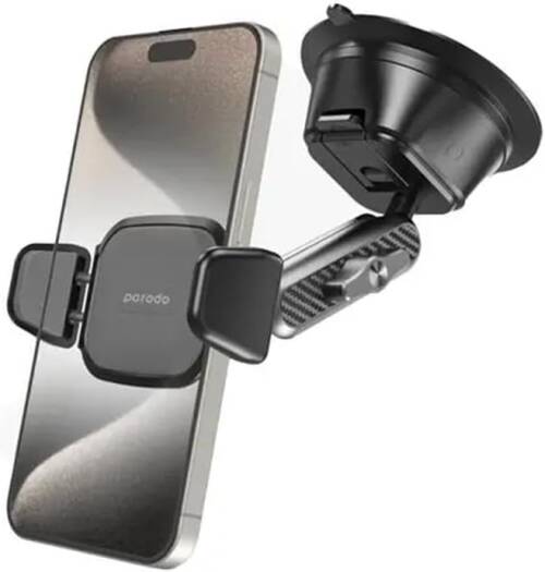 Porodo Cradle Suction Cup Non-Gel Pad Phone Mount - Black