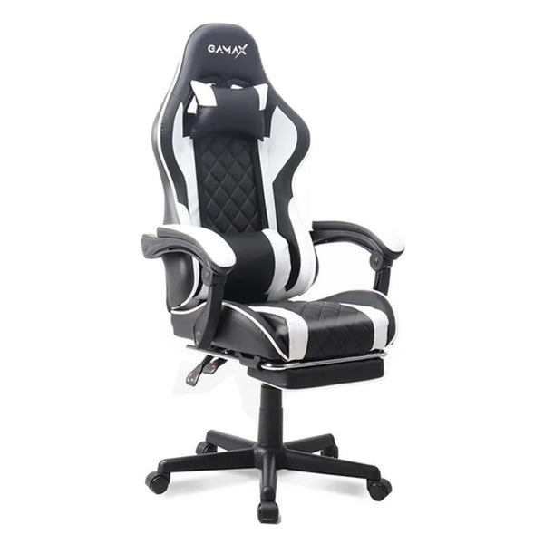 Gamax Gaming Chair Model 1-LT001L with Linkage Function Armrest & Retactable Footrest - White