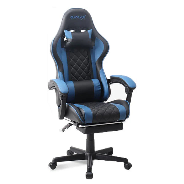 Gamax Gaming Chair Model 1-LT001L with Linkage Function Armrest & Retactable Footrest - Blue