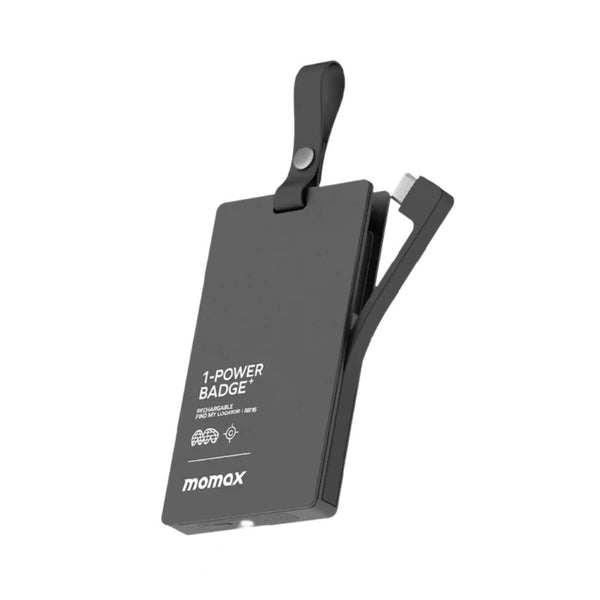 Momax 1-Power F.PMomax 1Power Badge+ Rechargeable Battery With FIND MY Locator (Black)