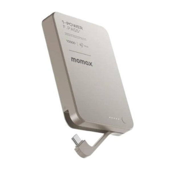 Momax 1-Power F.Pass+ 10000mAh Battery Pack with Built-in Cable and Magnetic attachment (Titanium)
