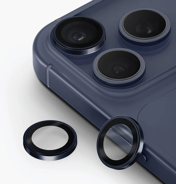 Uniq Optix Prime Iphone 17 Pro/17 Pro Max (2025) 6.3/6.9 Stainless Steel Frame Sapphire Camera Lens Protector - Navy Chrome