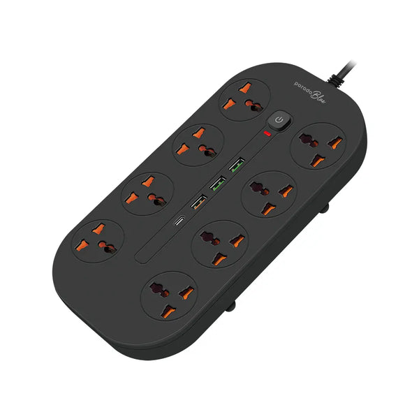 Porodo Blue FWC035 8 AC Power Strip Universal Sockets 3000W 3M
