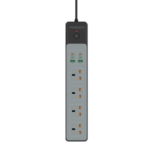 Porodo 4AC 65W 3000W Power Strip - Black