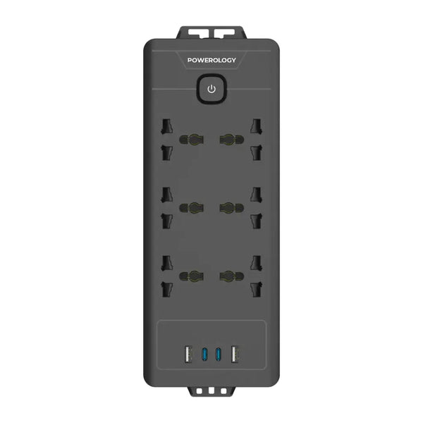 Powerology 6AC 2500W Power Strip - Black