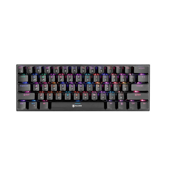 SADES Firegun Shield - Mini Mechanical Dynamic RGB Keyboard (English/Arabic) - Black