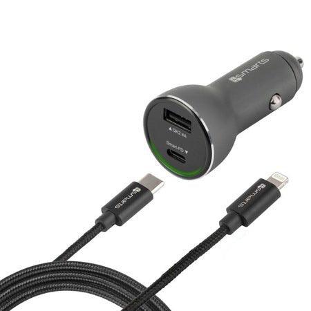 4smarts Fast Car Charger Set iPD for iPhone X/8/8 Plus & iPad with Cable - Tech Goods