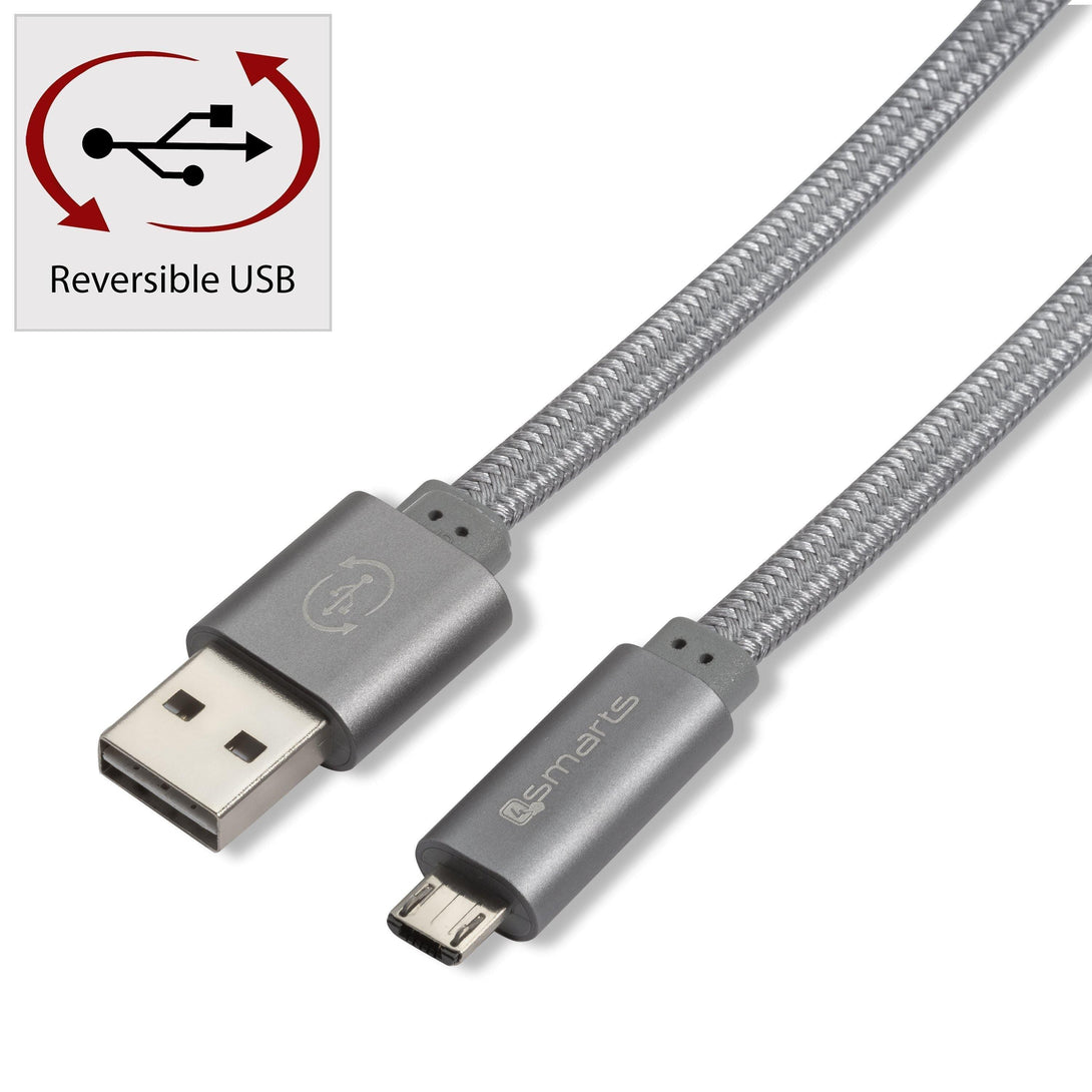 4smarts Micro-USB Data Cable GleamCord + Charge Notice 15cm - Grey - Tech Goods