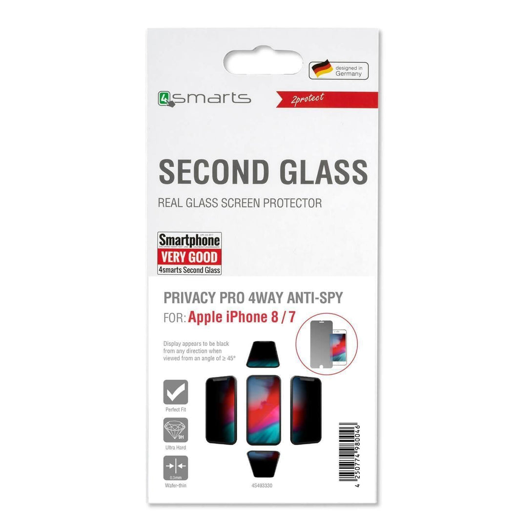 4smarts Second Glass Privacy Pro 4Way Anti-Spy for iPhone 8 / 7 - Tech Goods