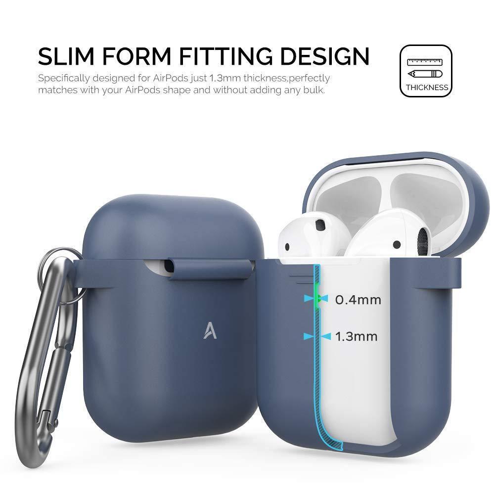 AhaStyle AirPods Case Protective Cover (Front LED Visible) Silicone - Navy Blue - Tech Goods