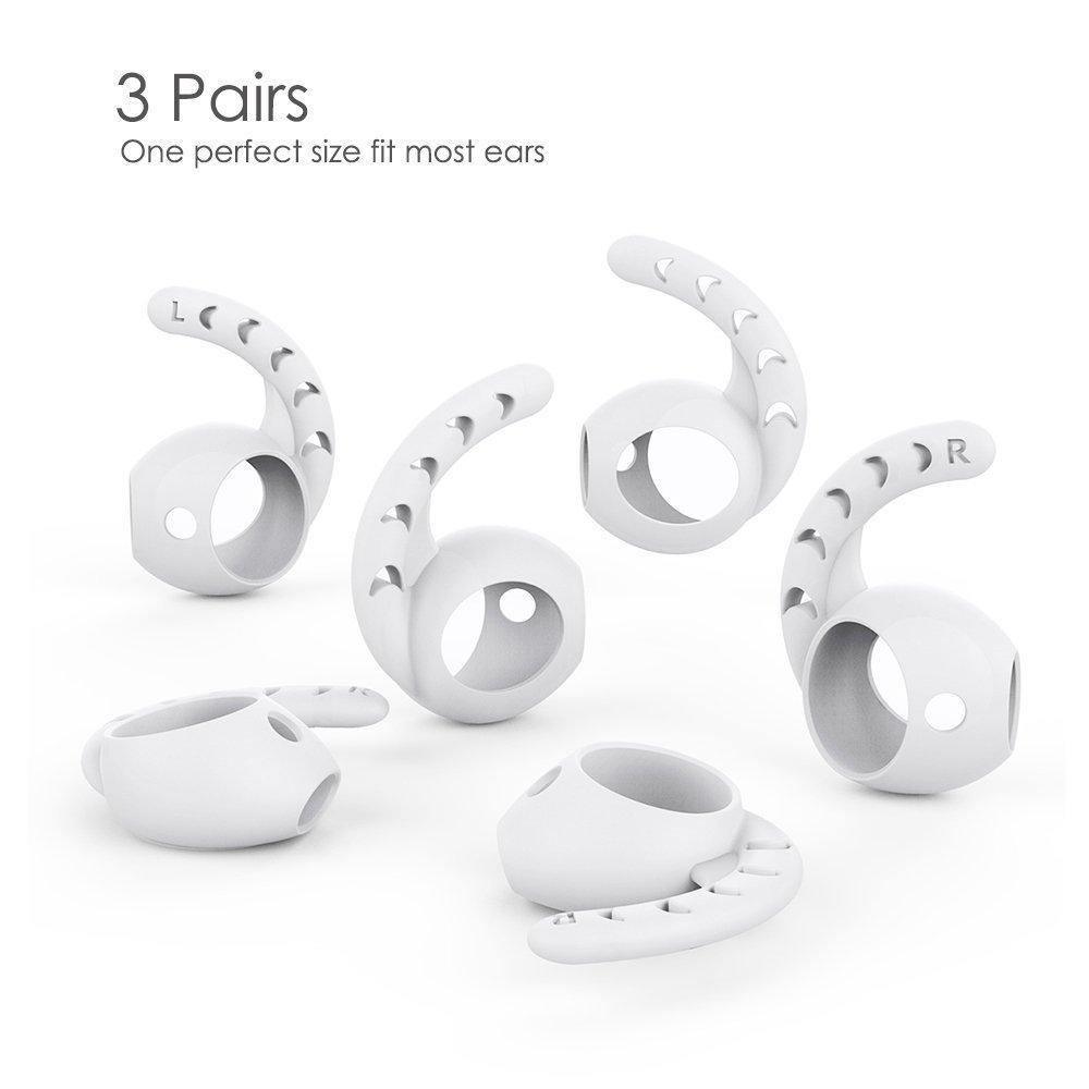 AhaStyle AirPods Ear Hooks Cover for Apple AirPods and EarPods (3 Pairs) - White - Tech Goods