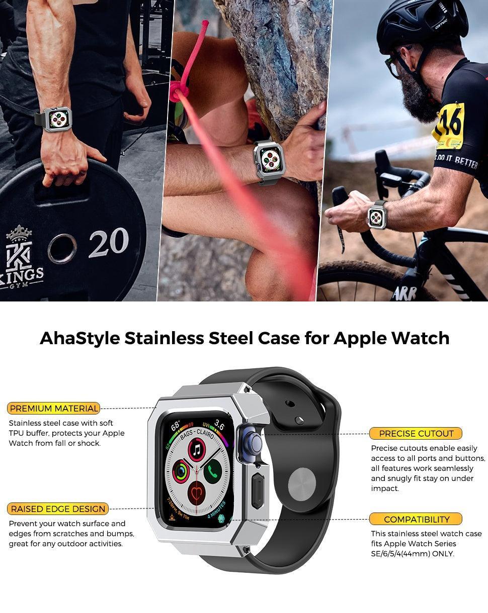Ahastyle aluminum hard shell for apple watch 44mm - Silver - Tech Goods