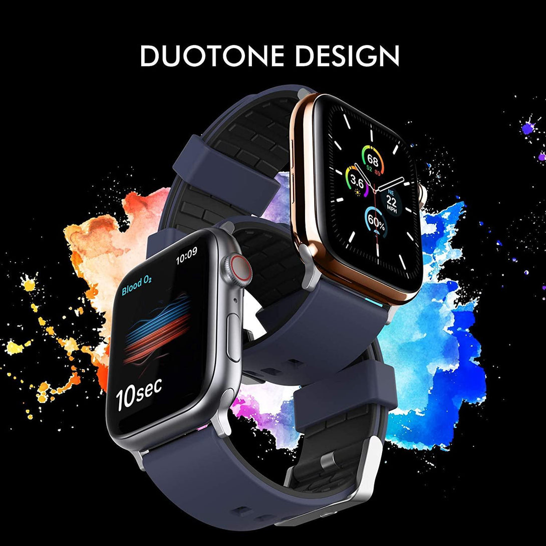 AhaStyle Duotone Silicone Bands for Apple Watch 42/44mm - Midnight blue, Black - Tech Goods