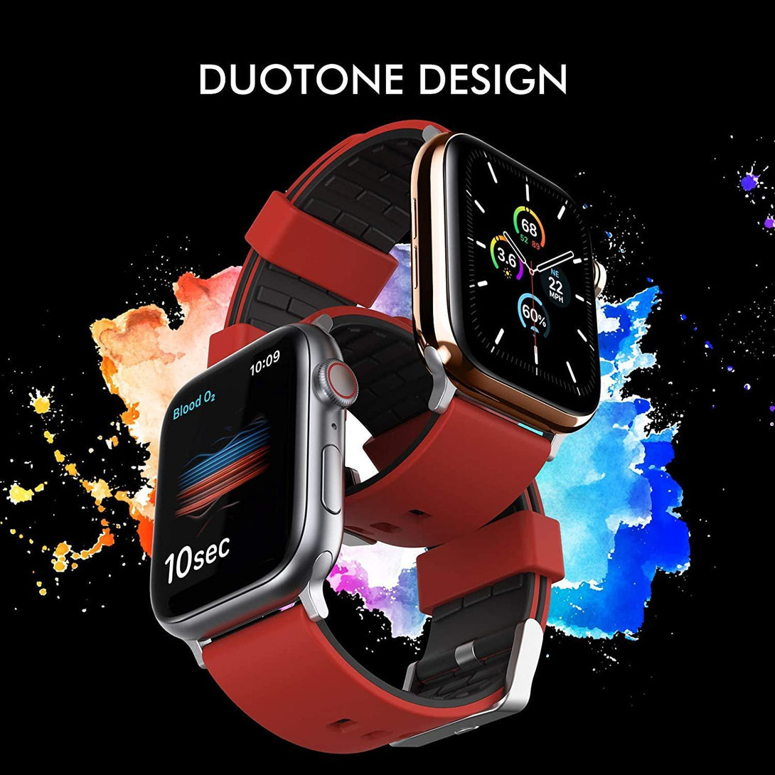 AhaStyle Duotone Silicone Bands for Apple Watch 42/44mm - Red, Black - Tech Goods