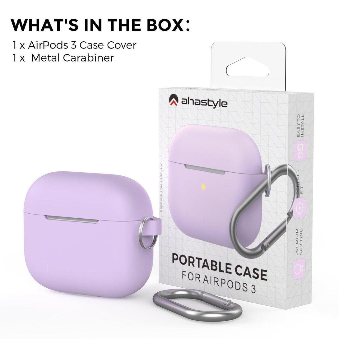 AhaStyle Full Cover Silicone Keychain Case for AirPods 3 - lavender - Tech Goods