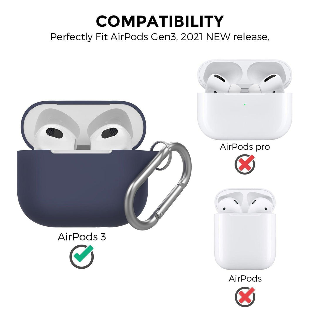 AhaStyle Full Cover Silicone Keychain Case for AirPods 3 - Navyblue - Tech Goods