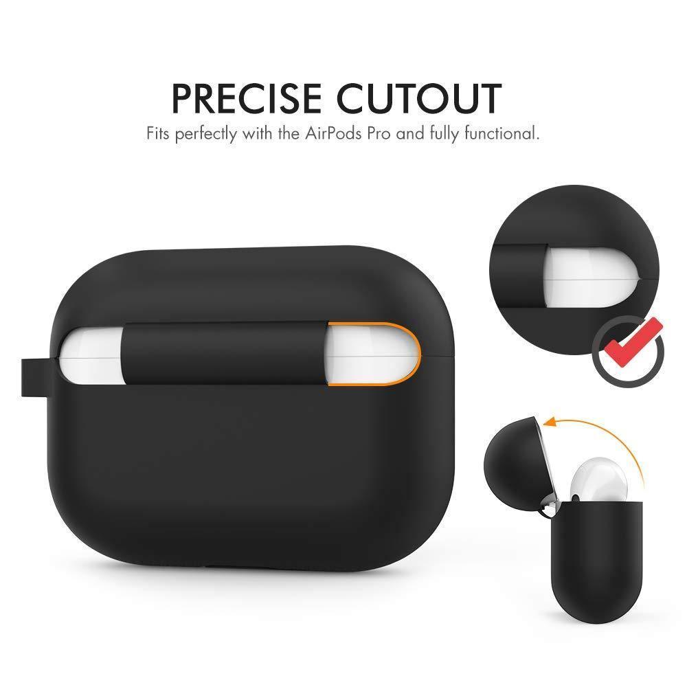 AhaStyle Full Cover Silicone Keychain Case for AirPods Pro - Black - Tech Goods