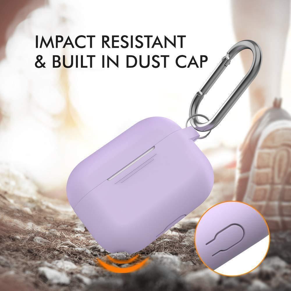 AhaStyle Full Cover Silicone Keychain Case for AirPods Pro - Lavender - Tech Goods