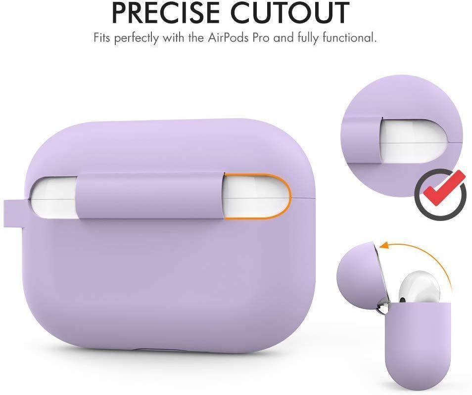 AhaStyle Full Cover Silicone Keychain Case for AirPods Pro - Lavender - Tech Goods