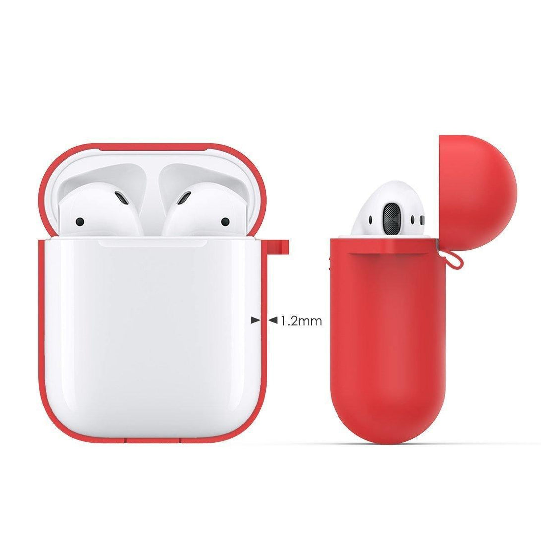 AhaStyle Full Protective Cover Keychain Silicone Case for Apple AirPods - Red - Tech Goods