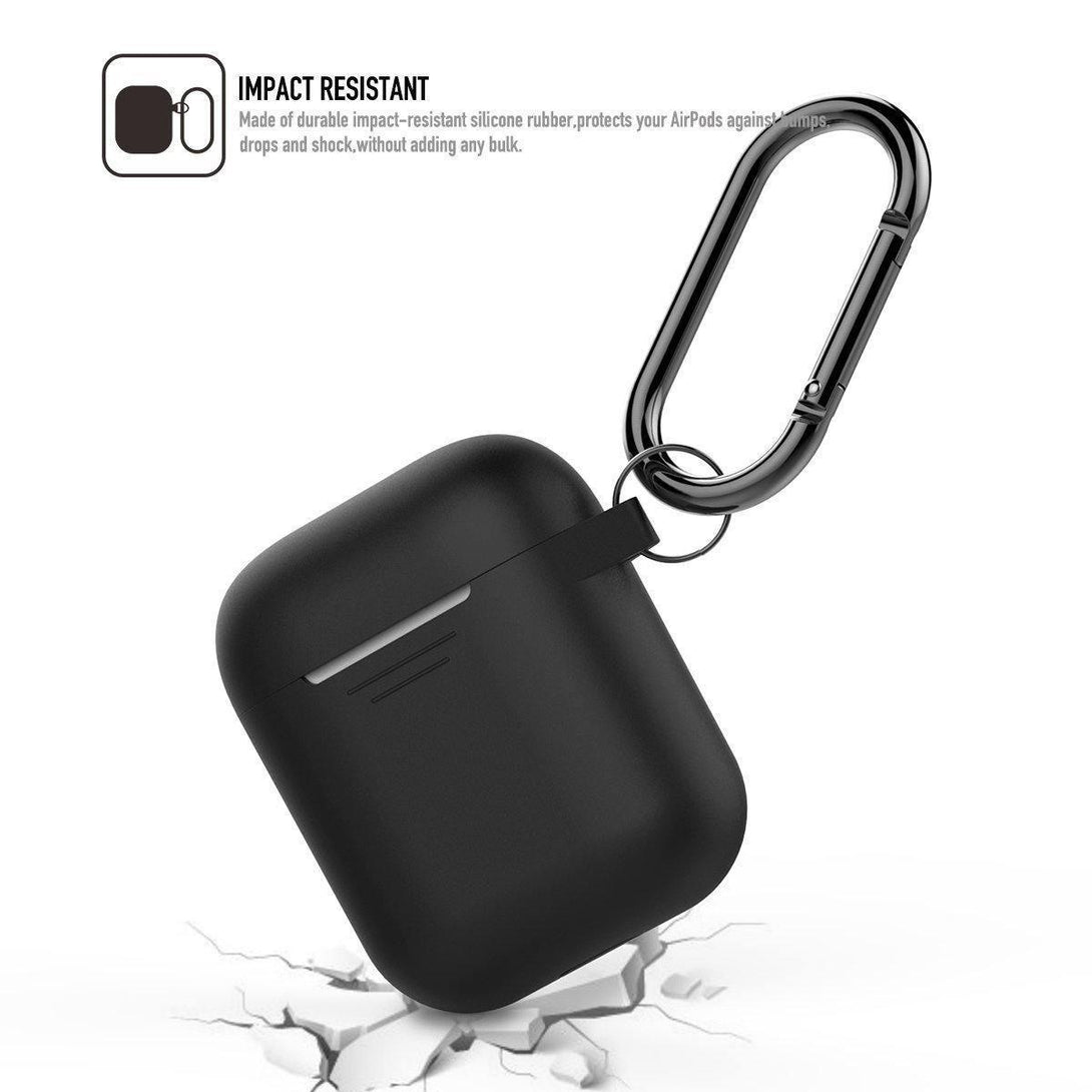 AhaStyle Full Protective Cover Portable Silicone Skin for Apple AirPods - Black - Tech Goods