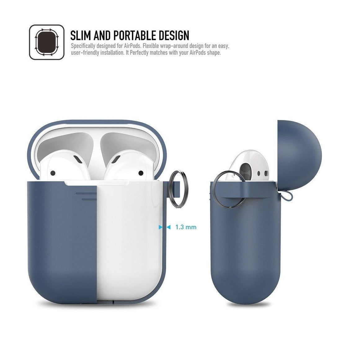 AhaStyle Full Protective Cover Portable Silicone Skin for Apple AirPods - Navy Blue - Tech Goods