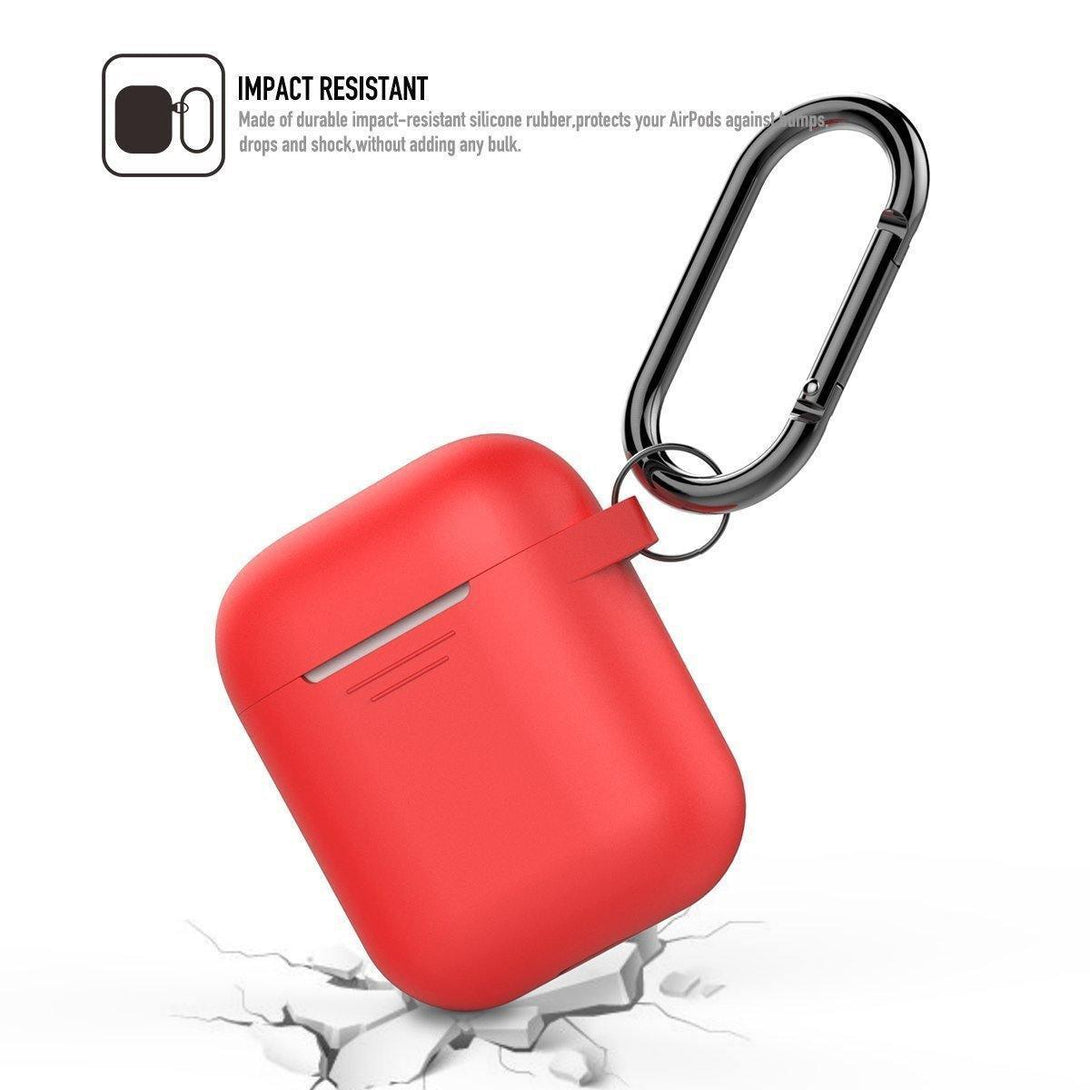 AhaStyle Full Protective Cover Portable Silicone Skin for Apple AirPods - Red - Tech Goods