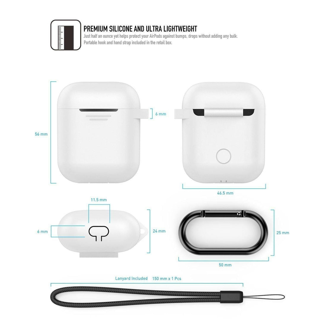 AhaStyle Full Protective Cover Portable Silicone Skin for Apple AirPods - White - Tech Goods